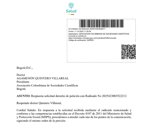 Respuesta al derecho de petición