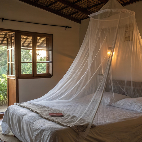 cama cubierta por un velo